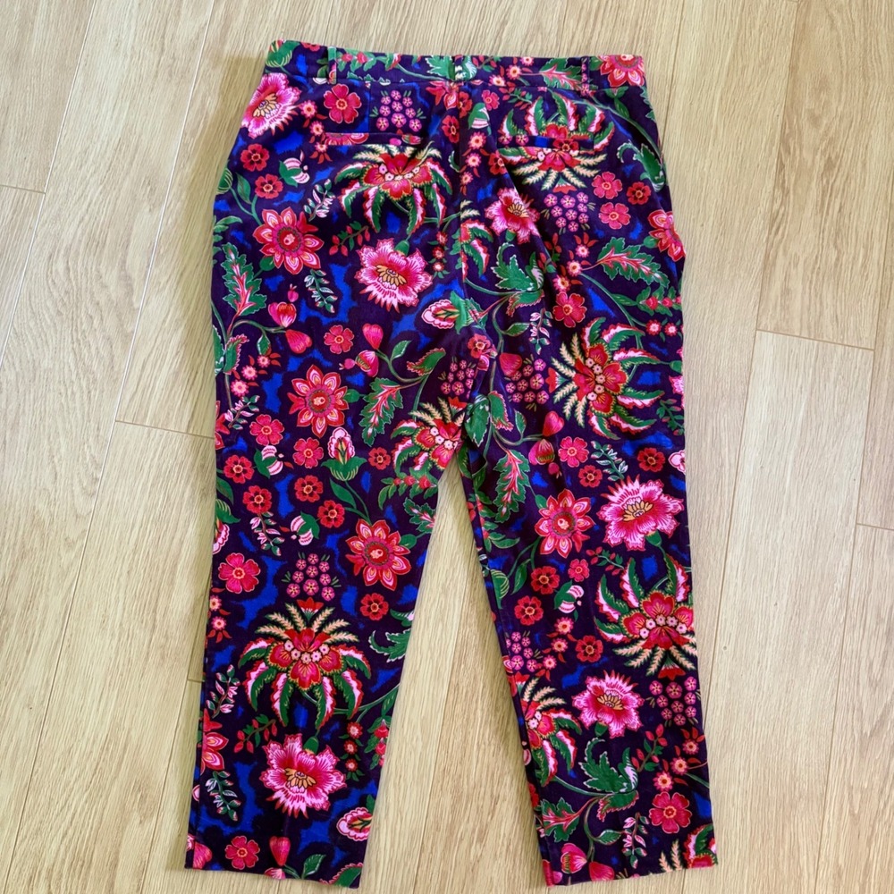 Boden Kew Velvet Richmond Pants Trousers 20-22R Purple Floral Botanical Holiday - Picture 7 of 10
